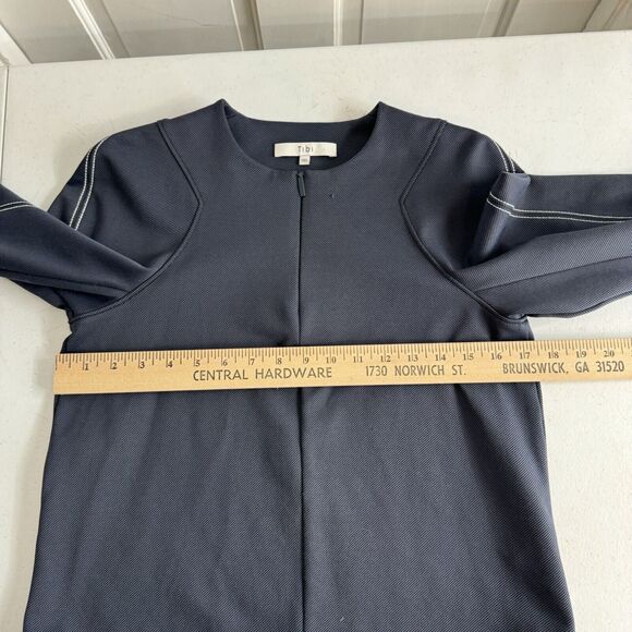 Tibi 1/4 Zip Pullover Knit Top Size 00 Navy Blue Athleisure Contemporary Luxe - Picture 7 of 10